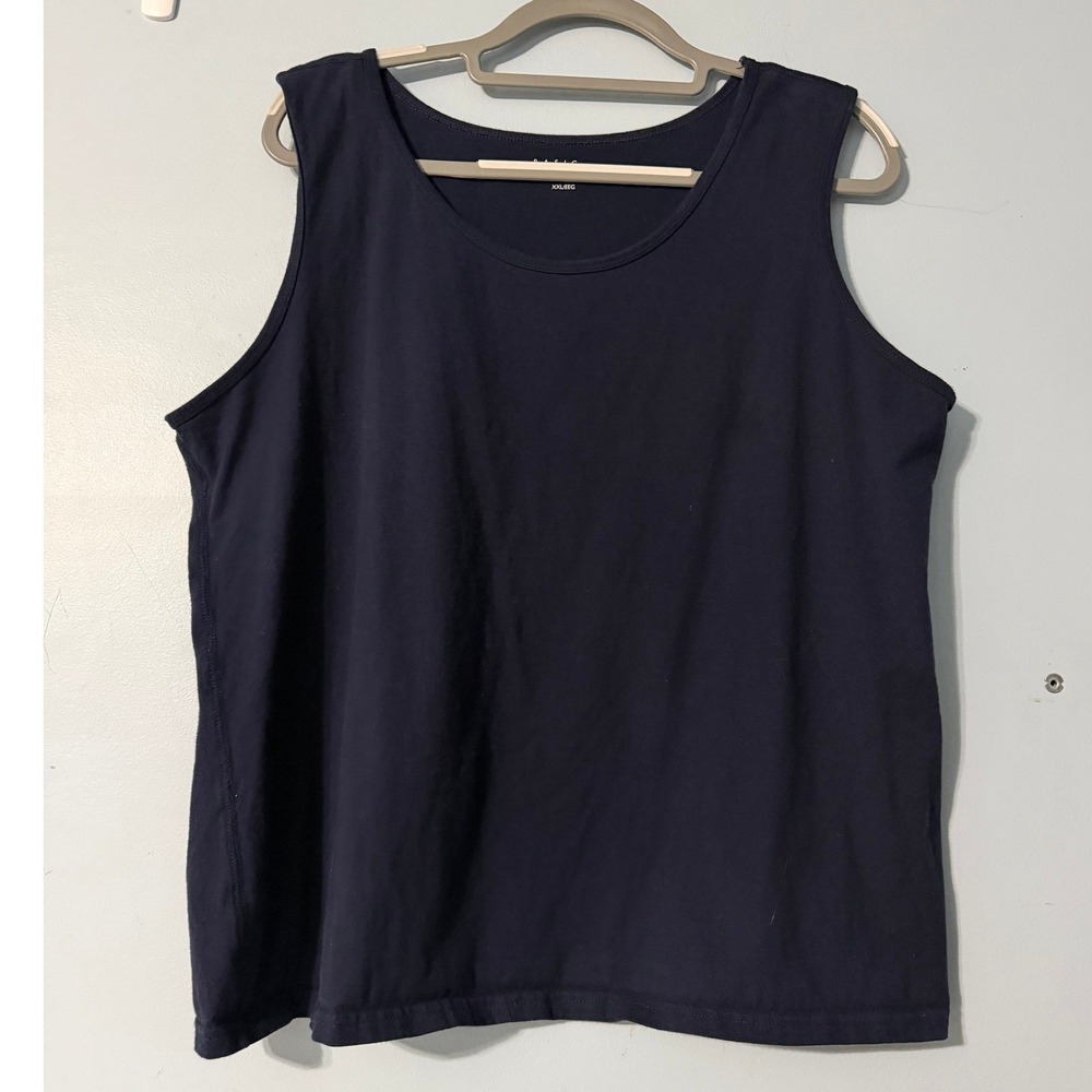 Basic Editions Navy Blue Tank Top XXL 100% Cotton Sleeveless Scoop Neck 2482